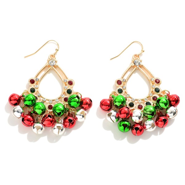 Wholesale gold Teardrop Statement Earrings Bell Accents L