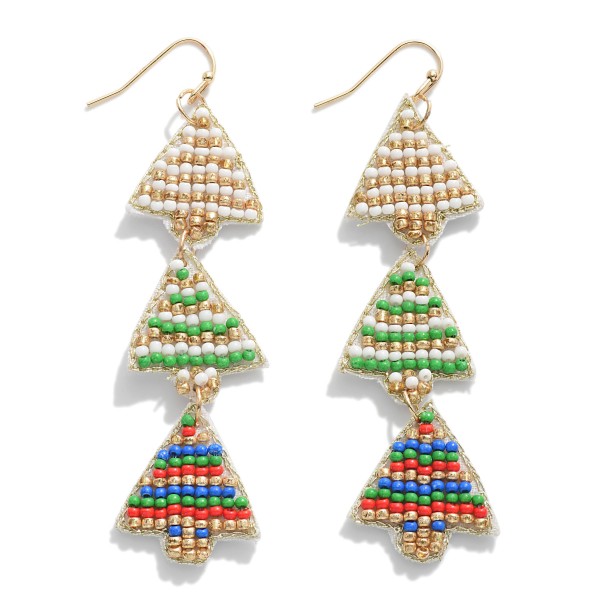 Wholesale linked Seed Bead Christmas Tree Drop Earrings L