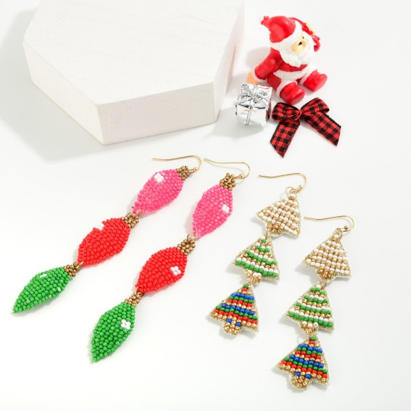Seed Bead Reindeer Drop Earrings.

- Approximately 1.5" L