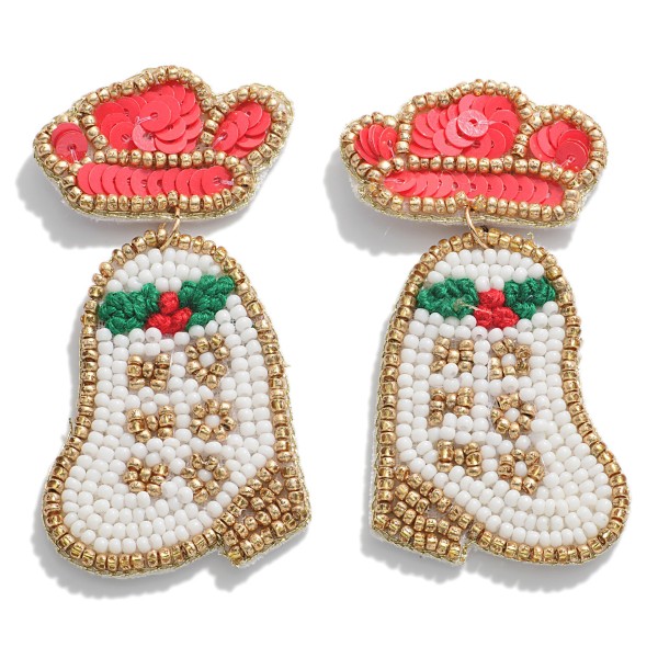 Seed Bead "Ho Ho Ho" Christmas Western Boots With Cowboy Hat Accents.

- Approximately 2.5" L