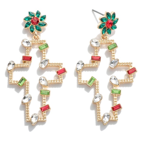 Wholesale cross Drop Earrings Christmas Stone Accents L