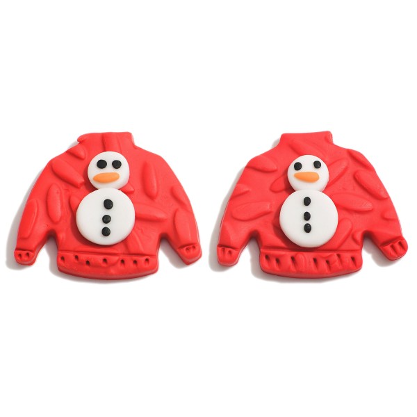 Christmas Sweater With Snowman Clay Earrings 

- Approximately 1" L