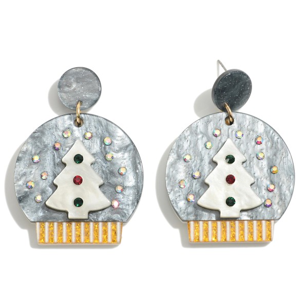 Wholesale glitter Rhinestone Christmas Snow Globe Drop Earring L Diameter