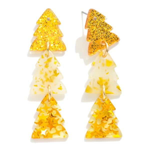 Wholesale linked Acetate Christmas Tree Drop Earrings L