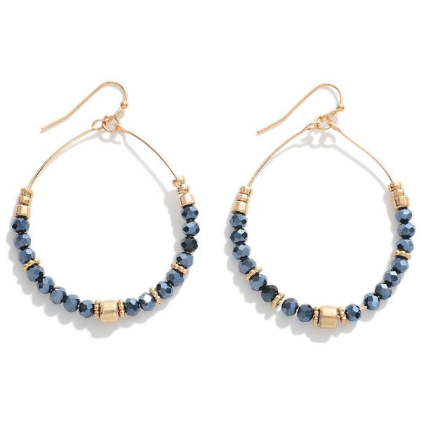 Wholesale beaded Wire Hoop Drop Earrings Gold Bead Accents L