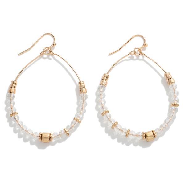 Wholesale beaded Wire Hoop Drop Earrings Gold Bead Accents L