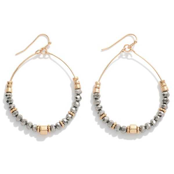 Wholesale beaded Wire Hoop Drop Earrings Gold Bead Accents L