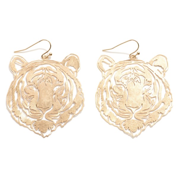 Wholesale gold Laser Cut Tiger Drop Earring L