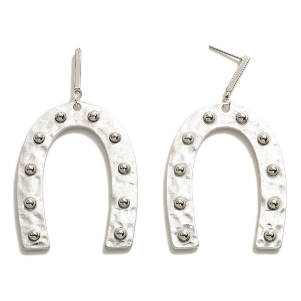 Studded Metal Arch Drop Earrings.

- Approximately 2.25" L