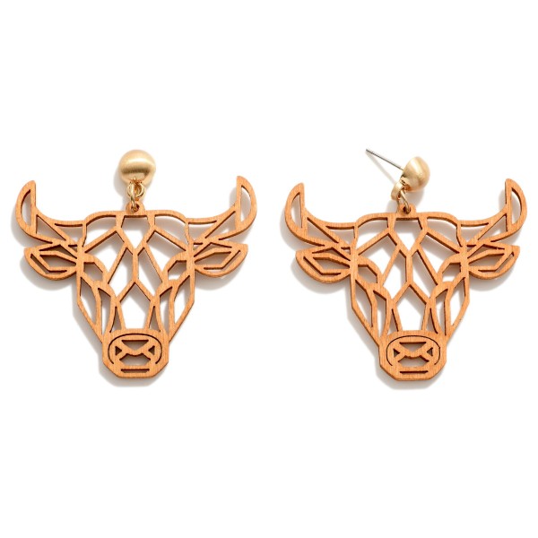 Wholesale bull Cut Out Wooden Drop Earrings L