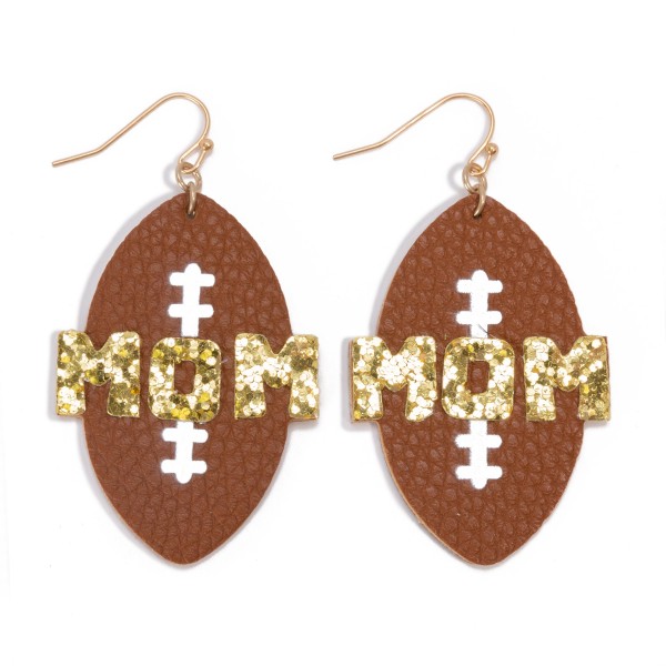 Wholesale glitter Mom Football Drop Earrings L