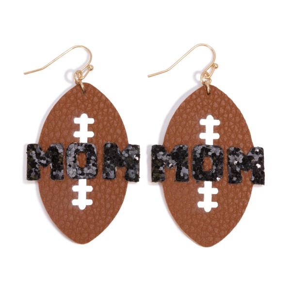 Wholesale glitter Mom Football Drop Earrings L