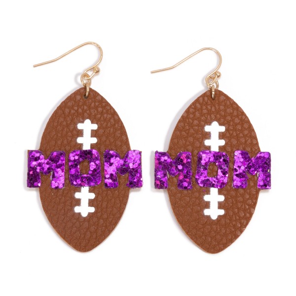 Wholesale glitter Mom Football Drop Earrings L