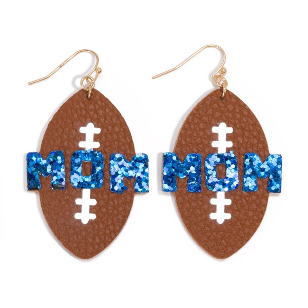 Wholesale glitter Mom Football Drop Earrings L