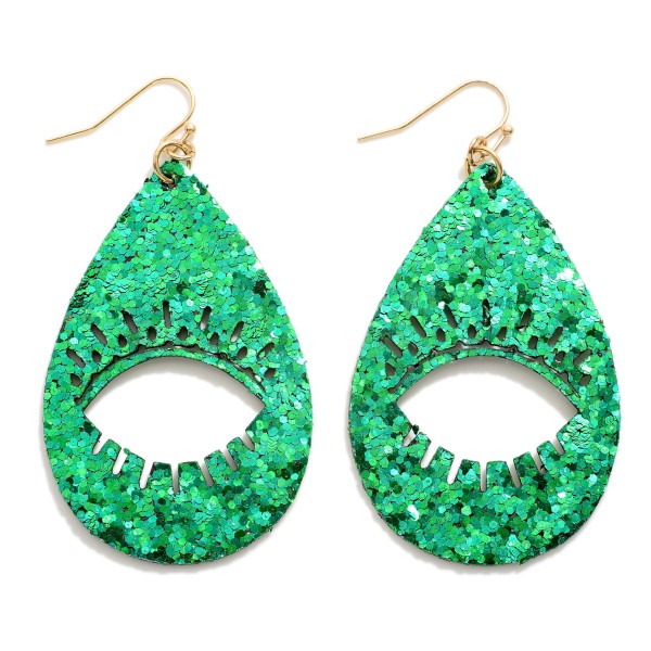 Glitter Teardrop Earring With Eyelash Outline

- Approximately 2.75" L