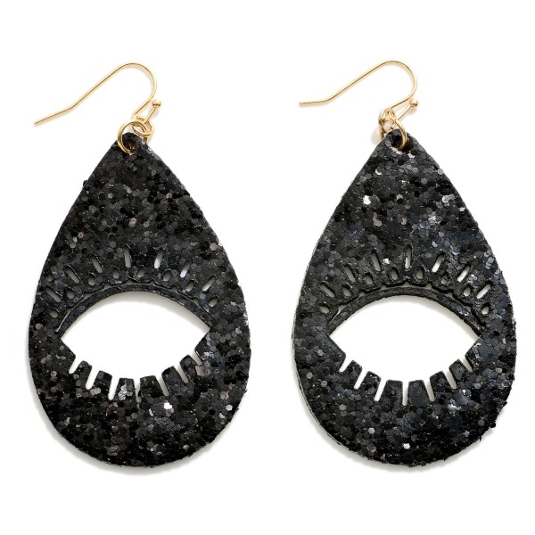 Glitter Teardrop Earring With Eyelash Outline

- Approximately 2.75" L