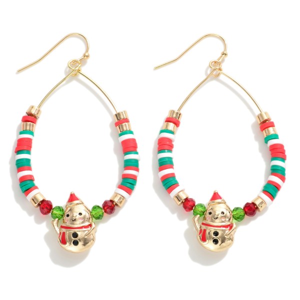 Heishi Beaded Teardrop Earrings Featuring Snowman Charms.

- Approximately 2.75" L