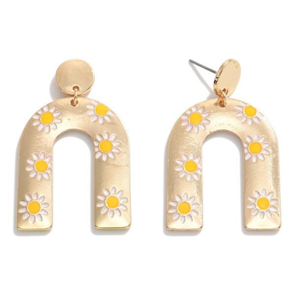 Wholesale gold Arch Drop Earrings Enamel Flower L