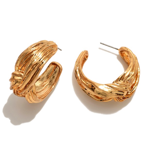 Wholesale metal Braided Loop Hoop Earrings Titanium Posts Diameter