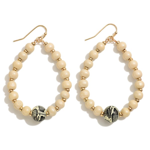 Beaded Teardrop Earrings Featuring Snakeskin Print Beads

- Approximately 2.5" L