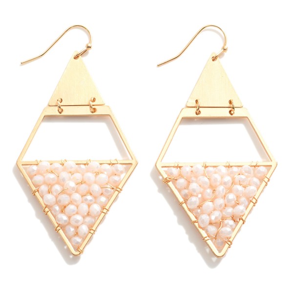 Diamond Shape Beaded Matrix Drop Earrings 

- Approximately 2.5" L