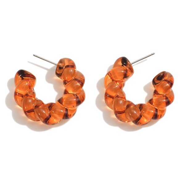 Wholesale translucent Acetate Twisted Huggie Hoop Earrings Daimeter