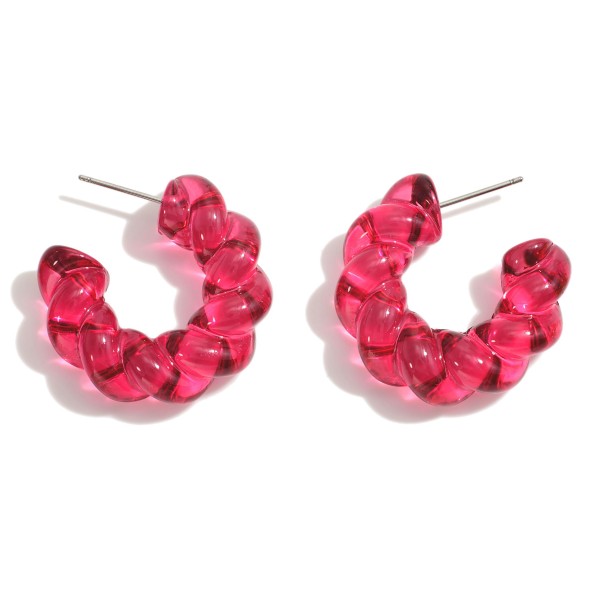 Wholesale translucent Acetate Twisted Huggie Hoop Earrings Daimeter