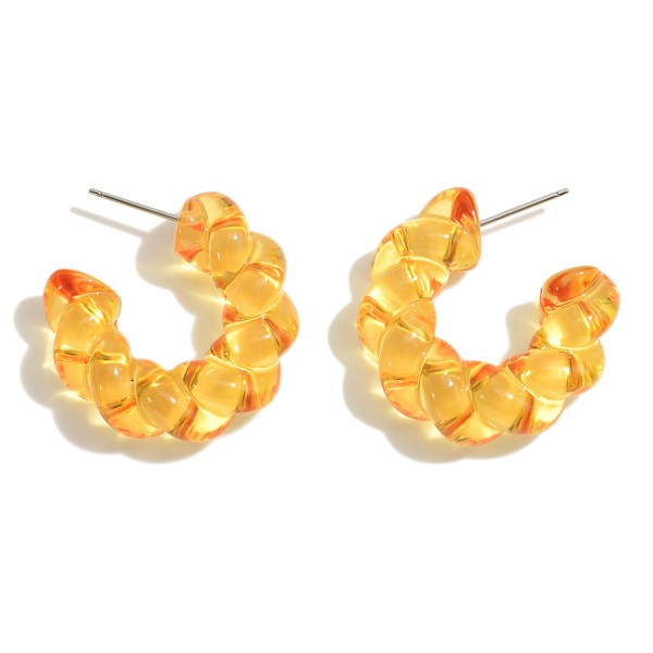 Wholesale translucent Acetate Twisted Huggie Hoop Earrings Daimeter