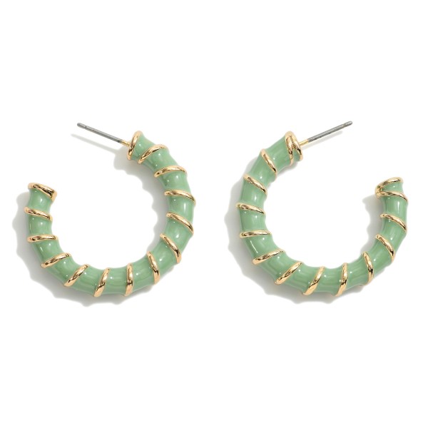 Wholesale enamel Wrapped Drop Hoop Gold Detail L