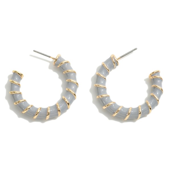 Wholesale enamel Wrapped Drop Hoop Gold Detail L