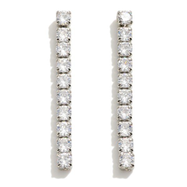 Cubic Zirconia Tassel Post Drop Earrings.

- Approximately 1.25" L