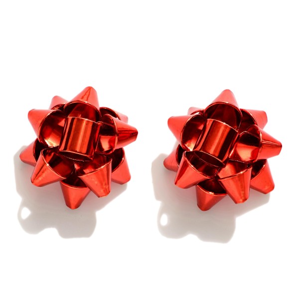 Christmas Bow Stud Earrings.

- Approximately .75" W