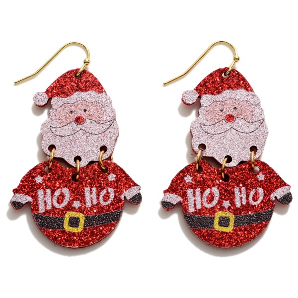Wholesale glitter Santa Ho Ho Drop Earrings L