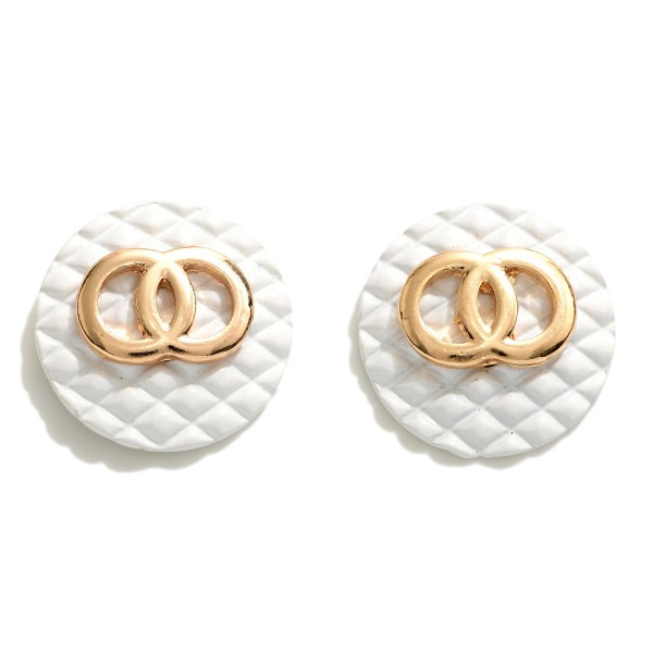 Gold Tone and Enamel Double Circle Stud Earrings.

- Approximately 1" W