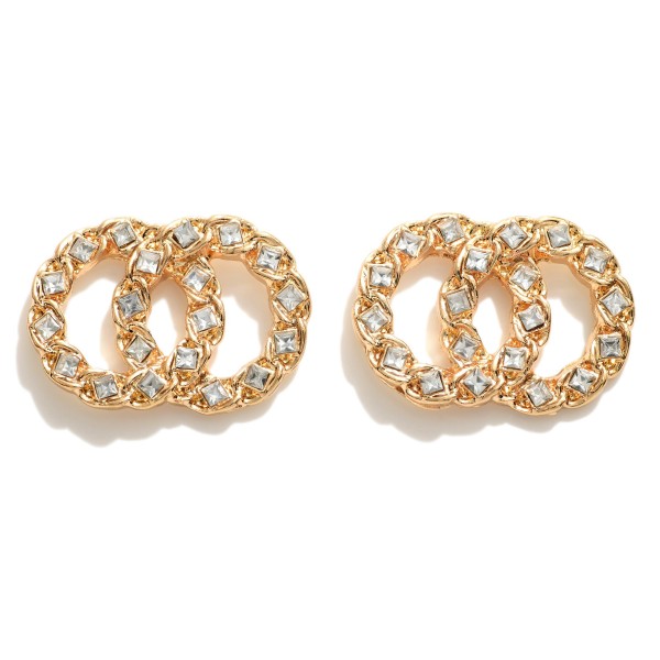 Wholesale rhinestone Double Circle Stud Earrings W
