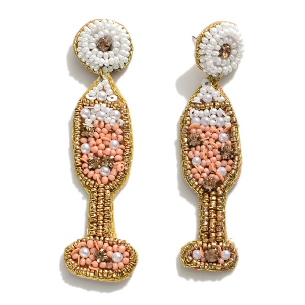 Wholesale beaded Champaign Glass Drop Earrings L