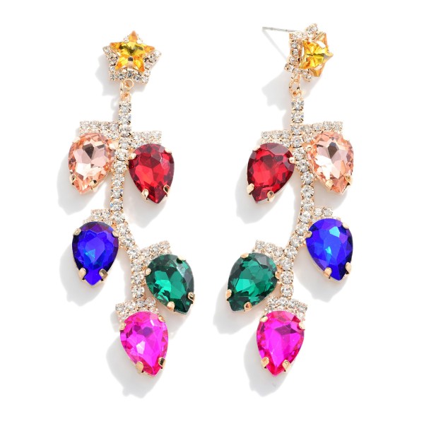 Wholesale statement Rhinestone Christmas Lights Drop Earrings L