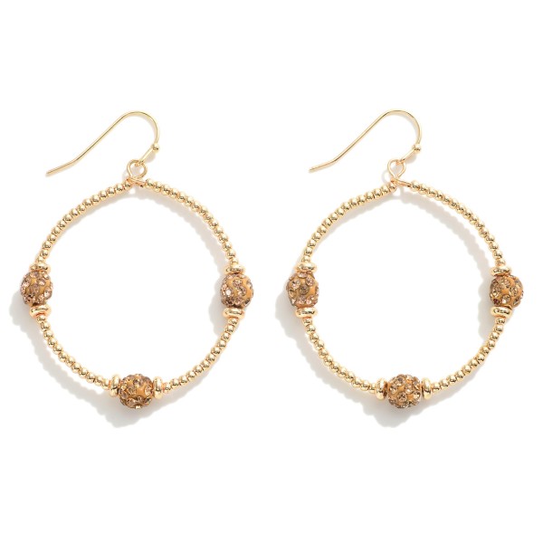Wholesale beaded Hoop Drop Earrings Rhinestone Accents L