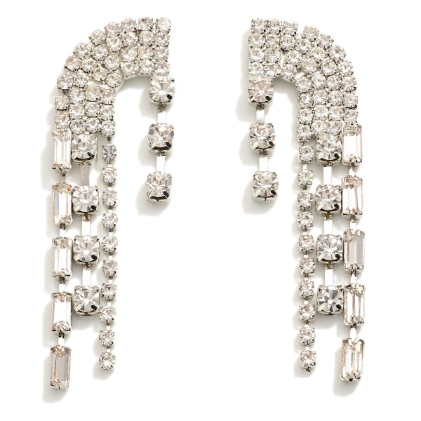 Flowing Rhinestone Drop Earrings 

- Approximately 2" L