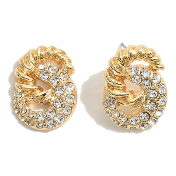 Wholesale rhinestone Double Circle Post Drop Earrings L