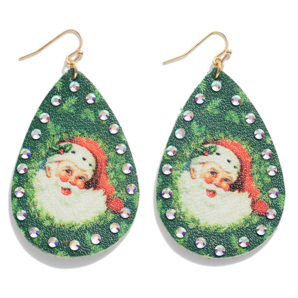 Wholesale santa Teardrop Earrings Rhinestone Border Accent L
