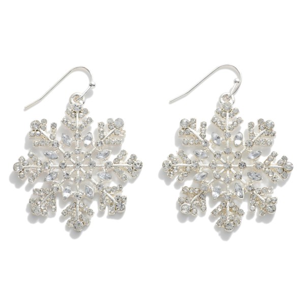 Wholesale rhinestone Encrusted Metal Snowflake Drop Earrings L
