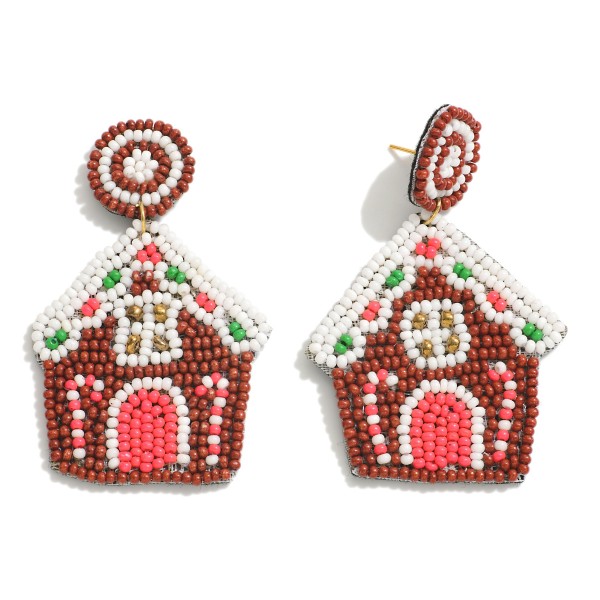 Wholesale seed Bead Gingerbread Man House Post Drop Earrings L