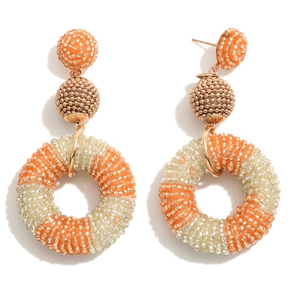 Wholesale beaded Circular Drop Earrings Gold Accents L