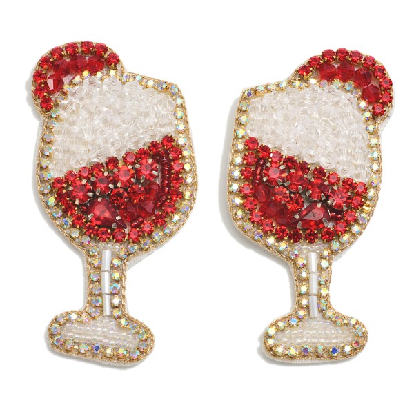 Wholesale rhinestone Seed Beaded Bubbly Drink Drop Earrings L