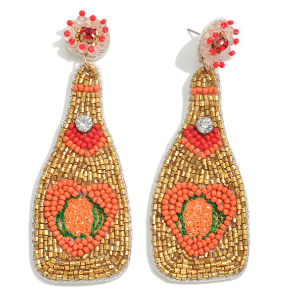 Wholesale champagne Bottle Drop Earrings Rhinestone Accents L