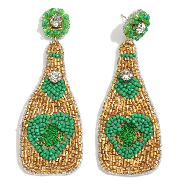 Champagne Bottle Drop Earrings Featuring Rhinestone Accents

- Approximately 3 " L