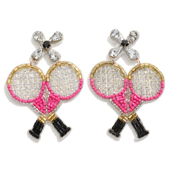 Wholesale rhinestone Double Racket Drop Earrings L