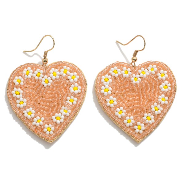 Wholesale seed Bead Heart Flower Border Drop Earrings L