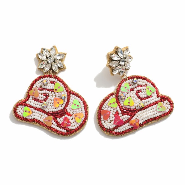 Wholesale seed Bead Rhinestone Cowboy Hat Drop Earrings L